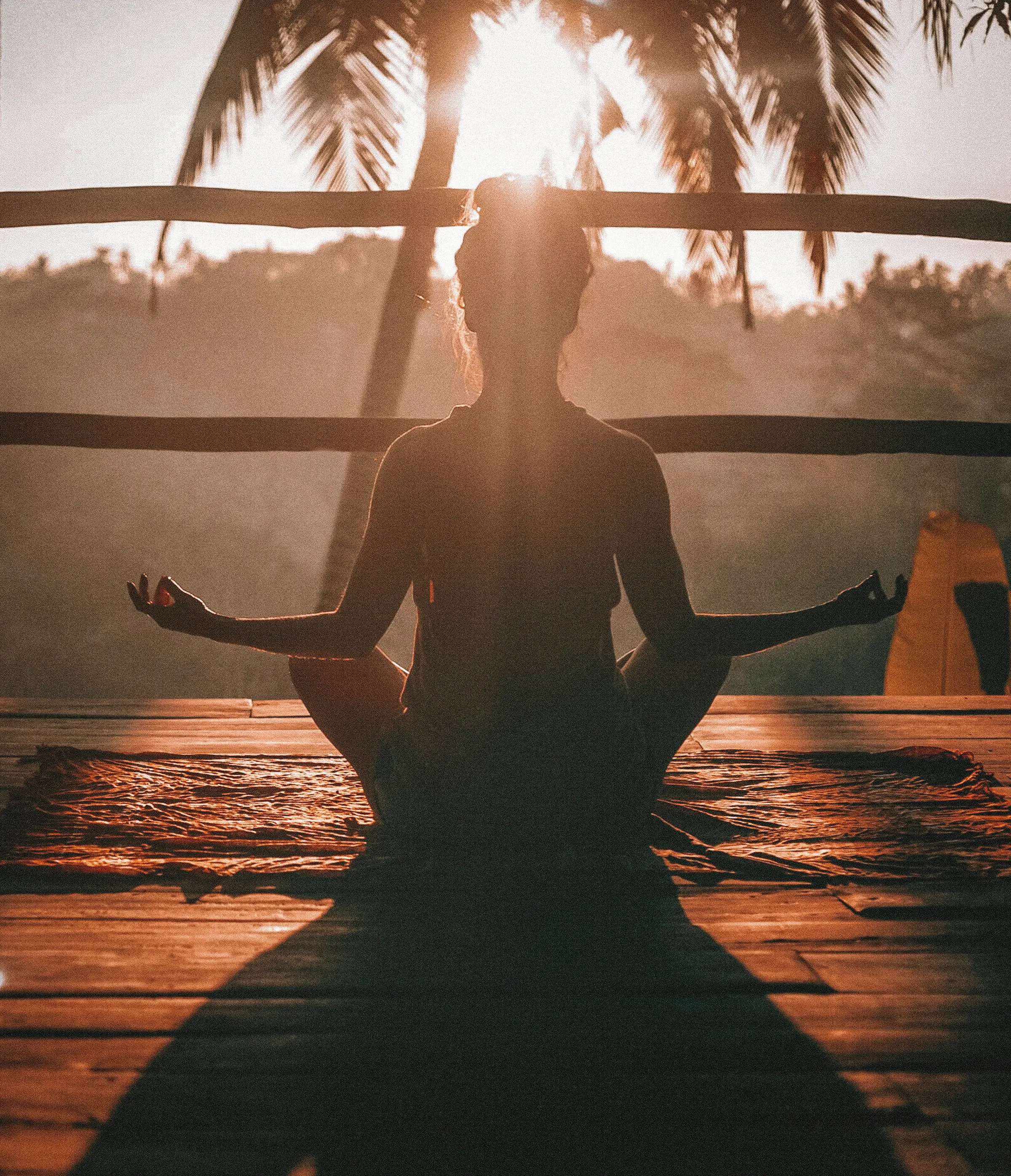 Sunrise yoga on a jungle shala deck